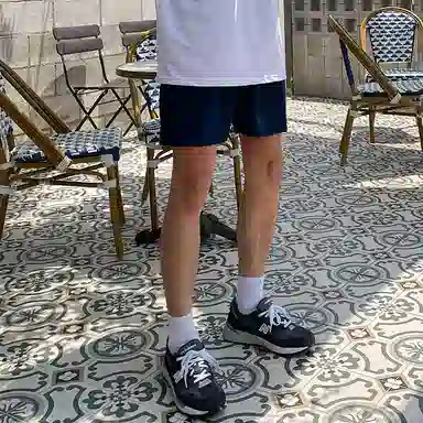 我是大卫 运动阔腿纯色百搭宽松休闲短裤 男款 深蓝色