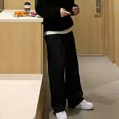 我是大卫 纯色直筒阔腿宽松休闲裤 男女同款