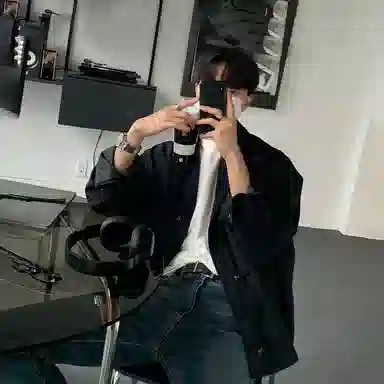 我是大卫 多口袋拉链纯色基础款开衫休闲教练夹克 男女同款 黑色