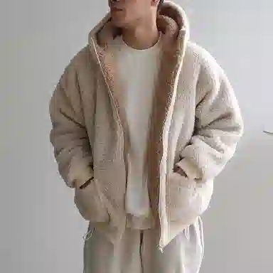 我是大卫 纯色短款羊羔绒拼色加厚保暖韩版休闲棉服 男女同款