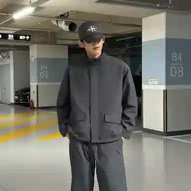 我是大卫 韩版个性立领高级感拉链多口袋宽松夹克 男女同款