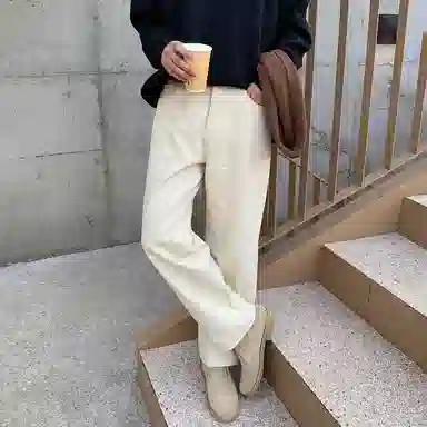 我是大卫 日系复古简约直筒宽松垂感休闲裤 男女同款