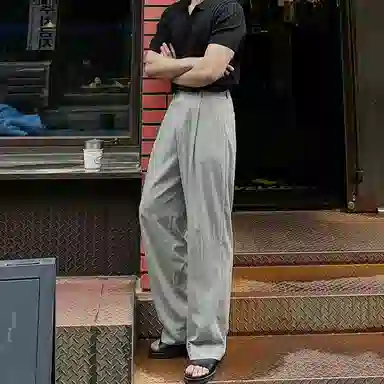 我是大卫 垂坠感速干直筒韩版简约宽松阔腿休闲裤 男女同款