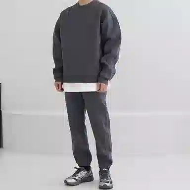 我是大卫 简约纯色基础款宽松圆领卫衣 男女同款