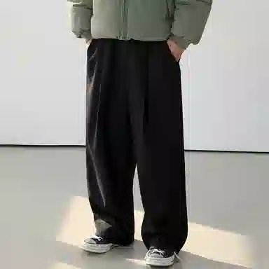 我是大卫 高街百搭纯色直筒简约宽松休闲裤 男款