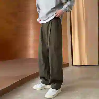 我是大卫 简约百搭直筒阔腿宽松休闲裤 男女同款