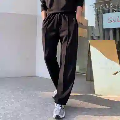 我是大卫 时尚简约百搭宽松直筒休闲裤 男款 黑色