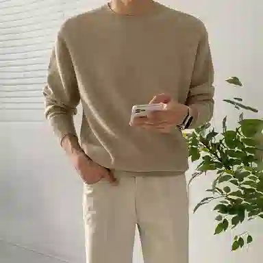 我是大卫 小众日常时尚打底衫潮流宽松圆领内搭针织衫 男女同款