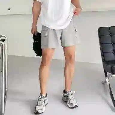 我是大卫 美式潮牌直筒重磅小众宽松阔腿休闲短裤 男女同款 灰色