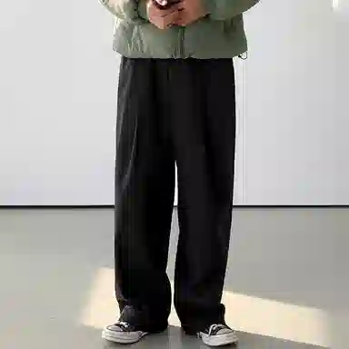 我是大卫 高街百搭纯色直筒简约宽松休闲裤 男款