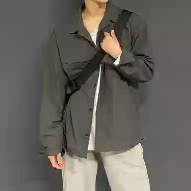 我是大卫 薄款宽松休闲百搭工装长袖衬衫 男款 深灰色