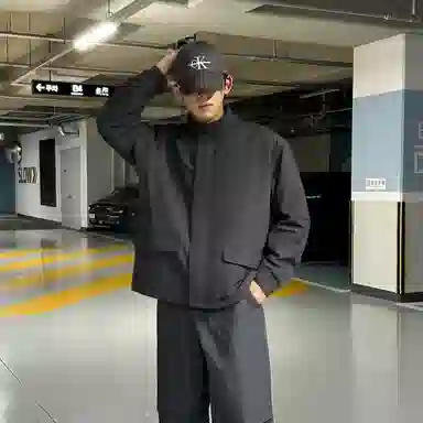 我是大卫 韩版个性立领高级感拉链多口袋宽松夹克 男女同款