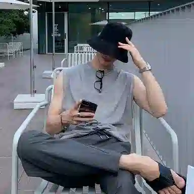 我是大卫 宽松水洗做旧休闲高街无袖背心 男款