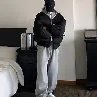 我是大卫 纯色棒球领飞行员防寒保暖休闲棉服 男女同款