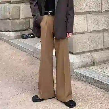 我是大卫 简约基础垂坠感阔腿宽松百搭西裤直筒休闲裤 男女同款