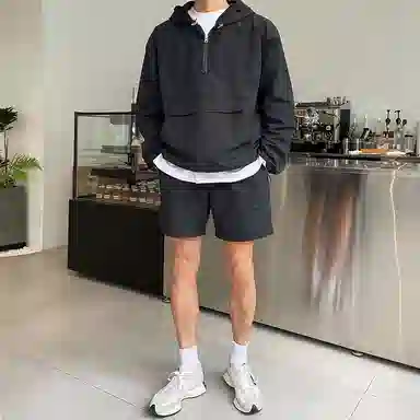 我是大卫 薄款半拉链休闲防晒连帽夹克外套 男女同款