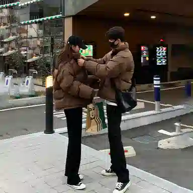 我是大卫 纯色简约立领面包服棉服 男女同款