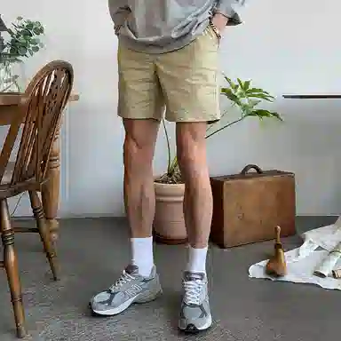 我是大卫 夏季高街潮流潮牌纯色直筒宽松港风百搭五分休闲短裤 男款 卡其色