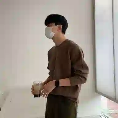 我是大卫 纯色圆领慵懒风简约韩系百搭宽松长袖针织衫 男女同款