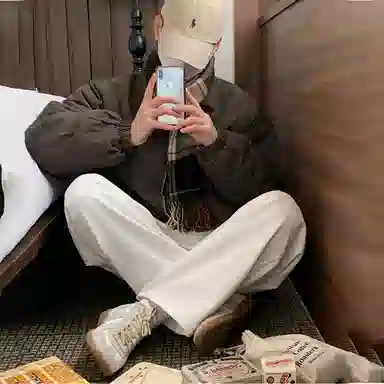 我是大卫 日系复古夹克棉服 男女同款 深棕色