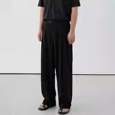 我是大卫 纯色简约宽松直筒休闲裤 男女同款