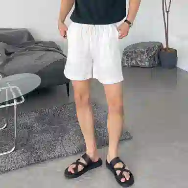 我是大卫 日系百搭速干运动纯色简约宽松休闲短裤 男女同款 白色