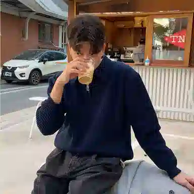 我是大卫 港风复古小众半拉链翻领设计感宽松套头针织衫 男女同款