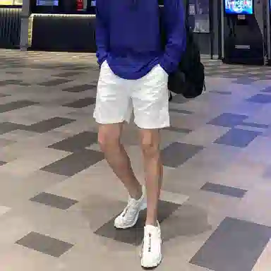 我是大卫 日系简约百搭阔腿五分裤慵懒宽松休闲短裤 男女同款 白色