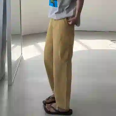 我是大卫 工装宽松美式复古高级感通勤户外大口袋直筒休闲裤 男女同款 深卡其色