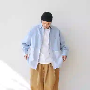 我是大卫 韩版水洗牛仔衬衣外套做旧高级感宽松长袖衬衫 男女同款 浅蓝色