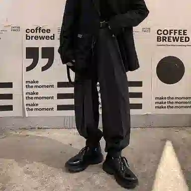 我是大卫 潮流宽松百搭西裤直筒垂坠感束脚休闲裤 男女同款