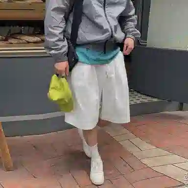 我是大卫 夏季新款复古工装纯色休闲短裤 男款 白色