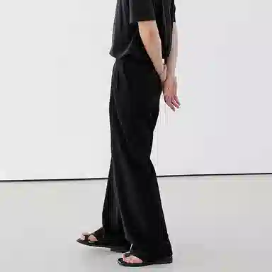 我是大卫 纯色简约宽松直筒休闲裤 男女同款