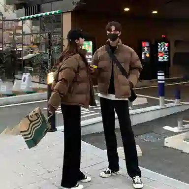 我是大卫 纯色简约立领面包服棉服 男女同款