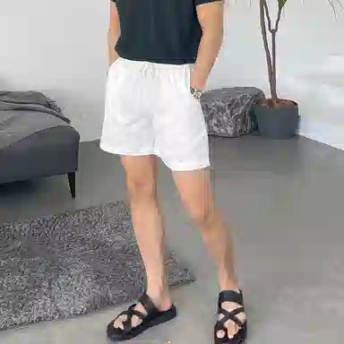 我是大卫 日系百搭速干运动纯色简约宽松休闲短裤 男女同款 白色