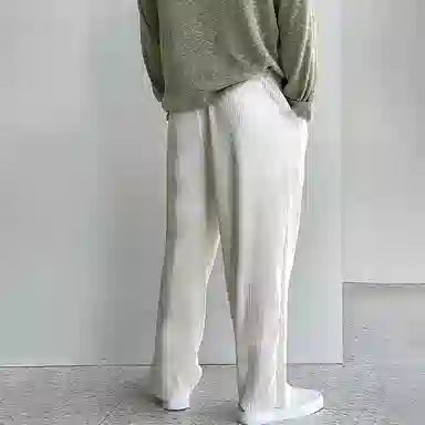 我是大卫 日系弹力慵懒感抽绳直筒阔腿休闲裤 男女同款