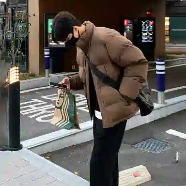 我是大卫 纯色简约立领面包服棉服 男女同款