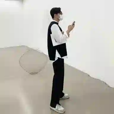 我是大卫 直筒开叉高级感韩版西裤拖地百搭垂感休闲裤 男女同款