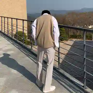 我是大卫 宽松阔腿裤设计感开叉百搭西裤休闲裤 男女同款