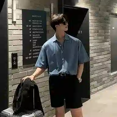 我是大卫 休闲时尚百搭短袖衬衫 男款