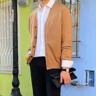 我是大卫 日系百搭纯色开衫港风潮牌学院风宽松外套针织衫 男女同款