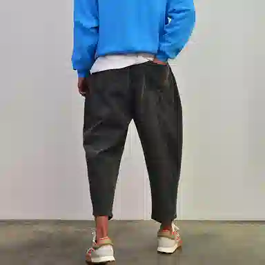 我是大卫 阔腿美式复古潮流宽松百搭系带休闲裤 男女同款 深灰色