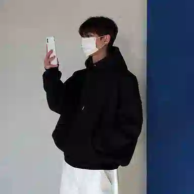 我是大卫 韩系套头连帽纯色上衣宽松小众设计感重磅卫衣 男女同款