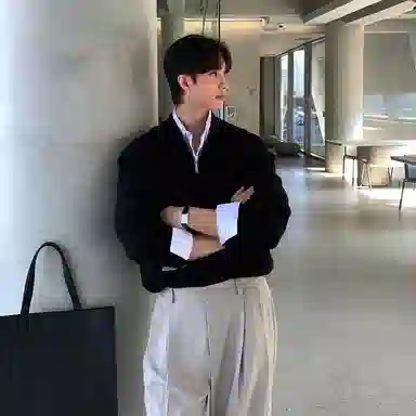 我是大卫 韩系高级感半拉链休闲百搭翻领长袖针织衫 男女同款