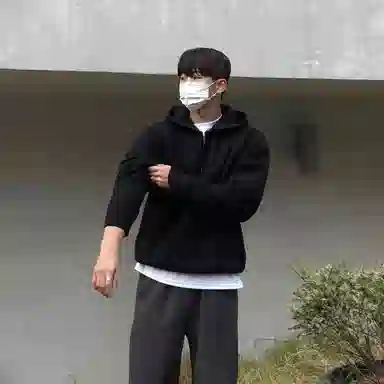 我是大卫 拉链半开襟基础款运动风外套百搭连帽毛衣 男女同款