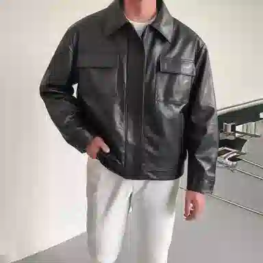 我是大卫 多口袋亮面立领复古简约工装飞行员夹克 男女同款