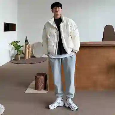 我是大卫 立领保暖加厚宽松面包棉服 男女同款