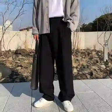 我是大卫 双褶皱垂感韩版高级感百搭直筒休闲裤 男女同款