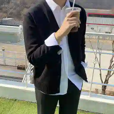 我是大卫 日系百搭纯色开衫港风潮牌学院风宽松外套针织衫 男女同款