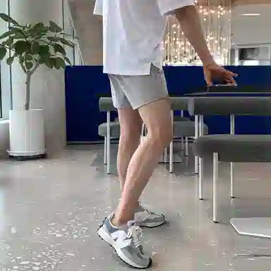 我是大卫 韩版简约透气速干直筒裤时尚宽松百搭五分休闲短裤 男女同款 灰色